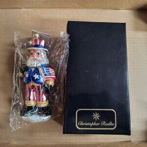 Christopher Radko Uncle Sam Santa Ornament In Box NWT